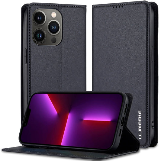 Pour iPhone 12 Pro Max LC.IMEEKE L1 Series Coque de téléphone en PU givré à texture fine (noir)