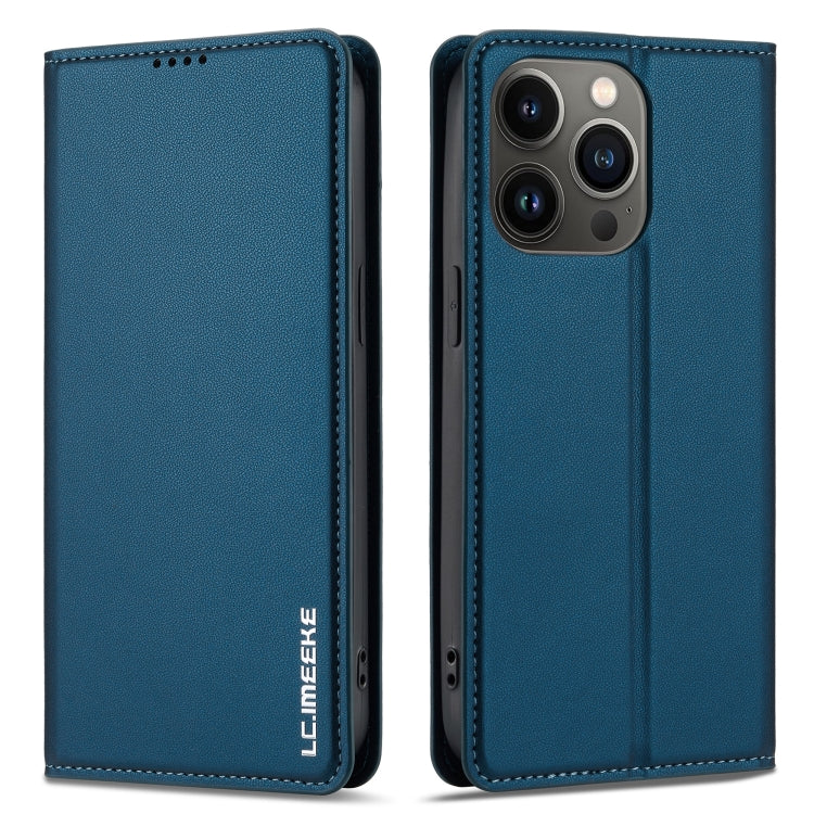 For iPhone 12 Pro Max LC.IMEEKE L1 Series Frosted Fine Texture PU Phone Case(Blue)