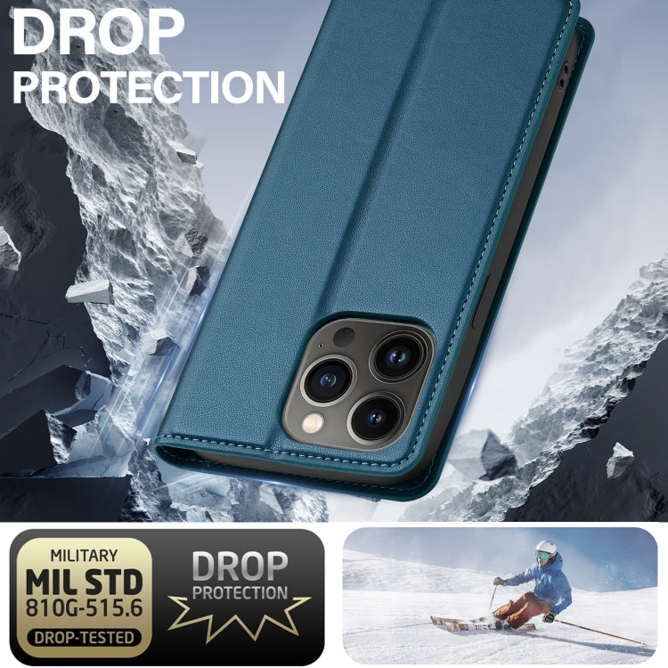 For iPhone 12 Pro Max LC.IMEEKE L1 Series Frosted Fine Texture PU Phone Case(Blue)