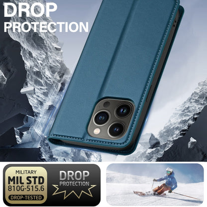 For iPhone 12 Pro Max LC.IMEEKE L1 Series Frosted Fine Texture PU Phone Case(Blue)