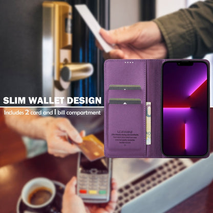 For iPhone 12 Pro Max LC.IMEEKE L1 Series Frosted Fine Texture PU Phone Case(Purple)