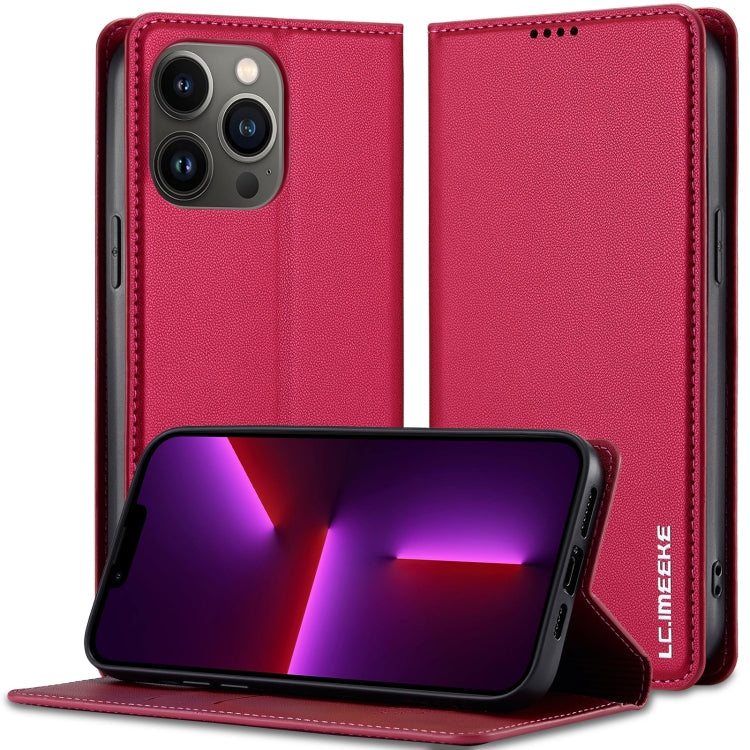 Pour iPhone 12 Pro Max LC.IMEEKE L1 Series Coque de téléphone en PU givré à texture fine (rouge)