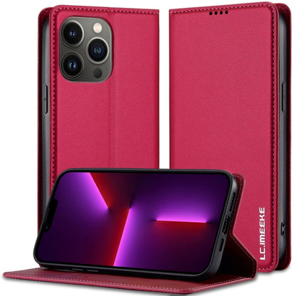 Pour iPhone 12 Pro Max LC.IMEEKE L1 Series Coque de téléphone en PU givré à texture fine (rouge)
