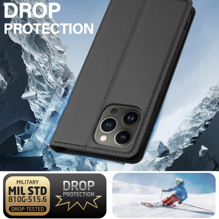 For iPhone 13 Pro Max LC.IMEEKE L1 Series Frosted Fine Texture PU Phone Case(Black)