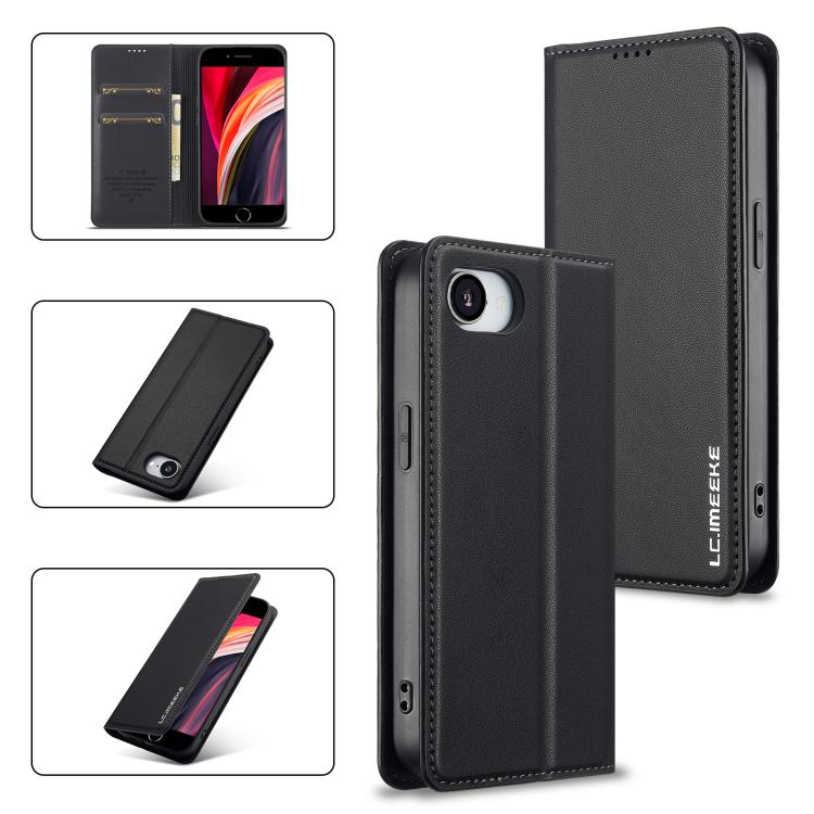 For iPhone 16e / 17e LC.IMEEKE L1 Series Frosted Fine Texture PU Phone Case(Black)