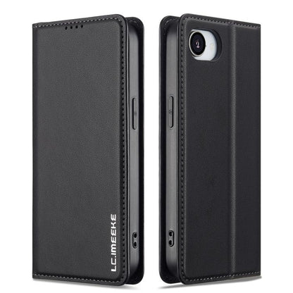 For iPhone 16e / 17e LC.IMEEKE L1 Series Frosted Fine Texture PU Phone Case(Black)