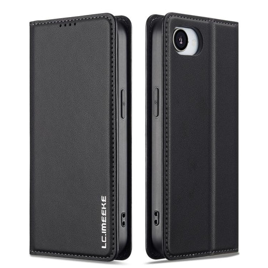 For iPhone 16e / 17e LC.IMEEKE L1 Series Frosted Fine Texture PU Phone Case(Black)