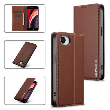For iPhone 16e / 17e LC.IMEEKE L1 Series Frosted Fine Texture PU Phone Case(Brown)