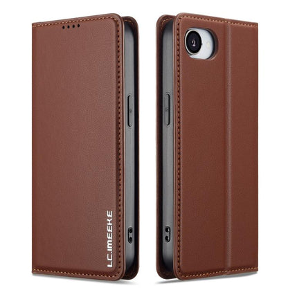 For iPhone 16e / 17e LC.IMEEKE L1 Series Frosted Fine Texture PU Phone Case(Brown)