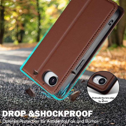 For iPhone 16e / 17e LC.IMEEKE L1 Series Frosted Fine Texture PU Phone Case(Brown)
