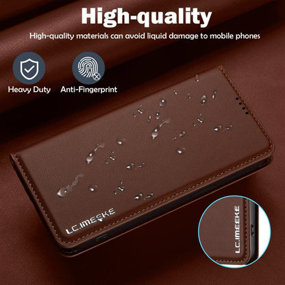 For iPhone 16e / 17e LC.IMEEKE L1 Series Frosted Fine Texture PU Phone Case(Brown)