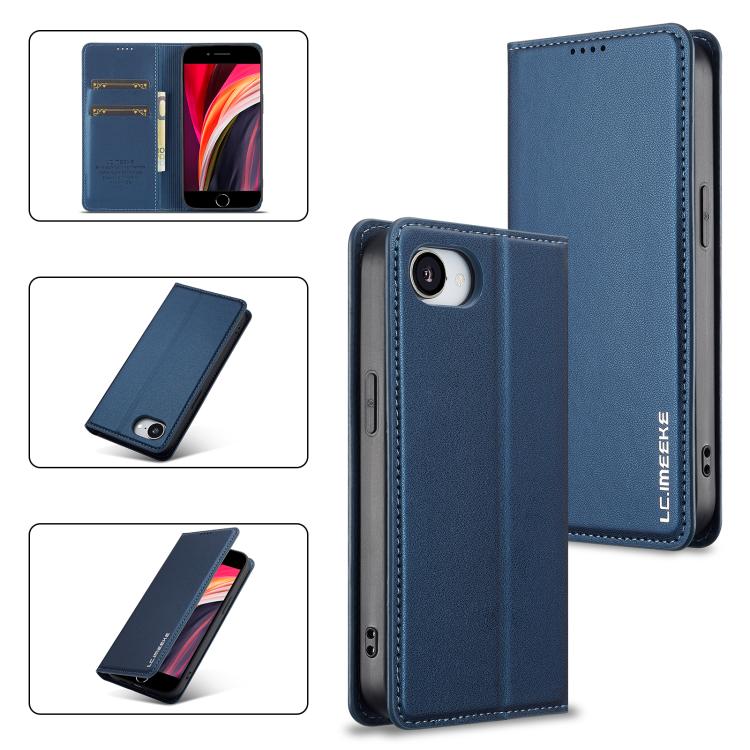 For iPhone 16e / 17e LC.IMEEKE L1 Series Frosted Fine Texture PU Phone Case(Blue)
