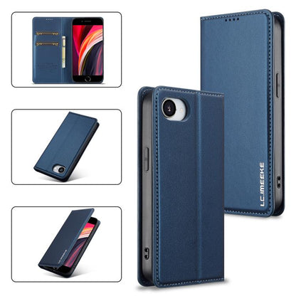 For iPhone 16e / 17e LC.IMEEKE L1 Series Frosted Fine Texture PU Phone Case(Blue)