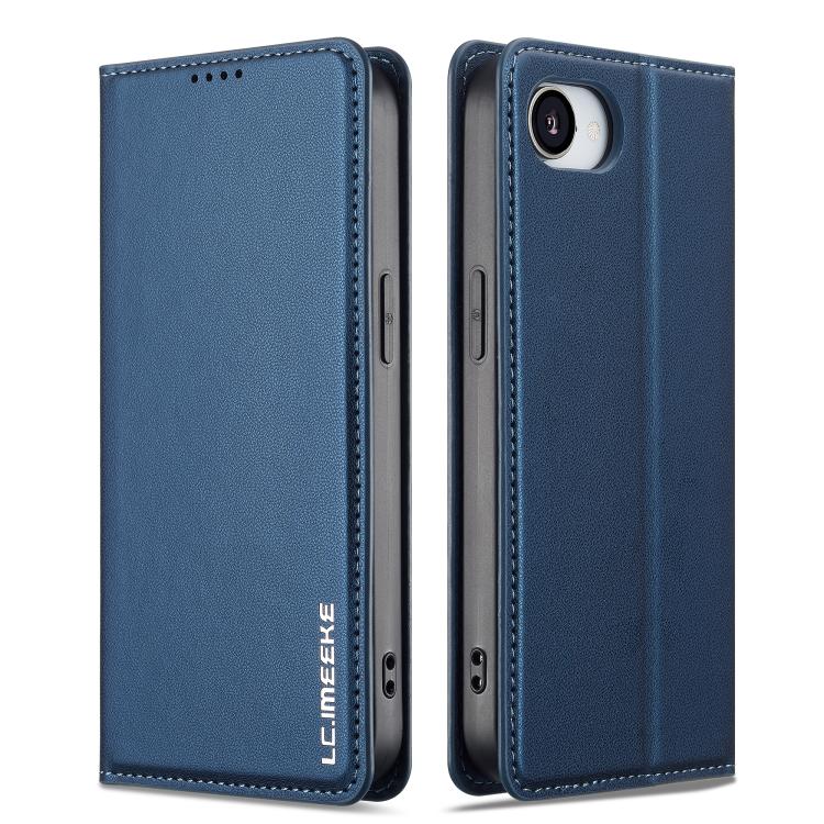 For iPhone 16e / 17e LC.IMEEKE L1 Series Frosted Fine Texture PU Phone Case(Blue)