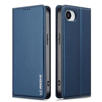 For iPhone 16e / 17e LC.IMEEKE L1 Series Frosted Fine Texture PU Phone Case(Blue)