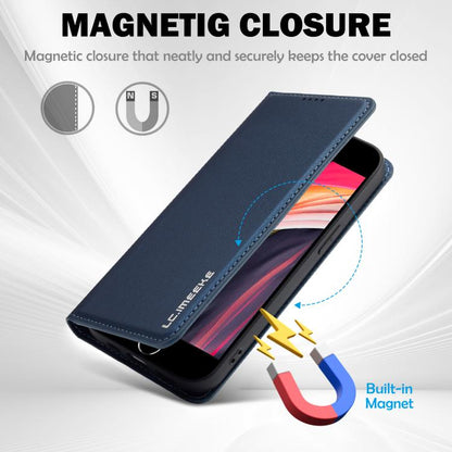 For iPhone 16e / 17e LC.IMEEKE L1 Series Frosted Fine Texture PU Phone Case(Blue)