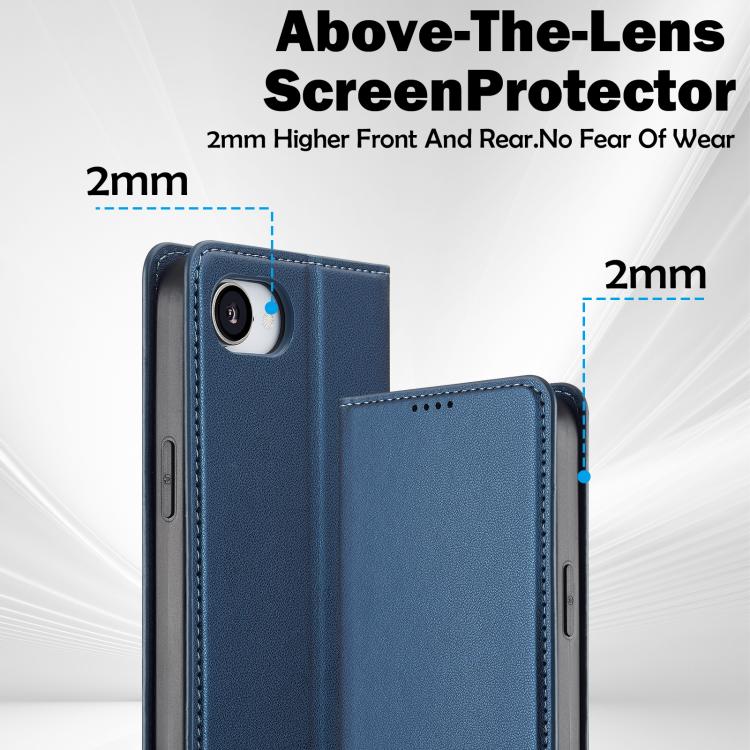 For iPhone 16e / 17e LC.IMEEKE L1 Series Frosted Fine Texture PU Phone Case(Blue)