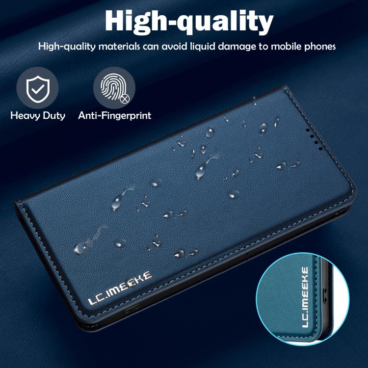 For iPhone 16e / 17e LC.IMEEKE L1 Series Frosted Fine Texture PU Phone Case(Blue)