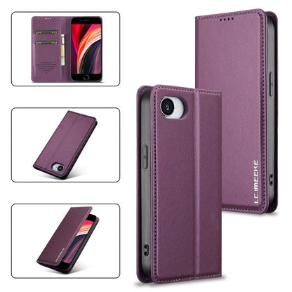 For iPhone 16e / 17e LC.IMEEKE L1 Series Frosted Fine Texture PU Phone Case(Purple)