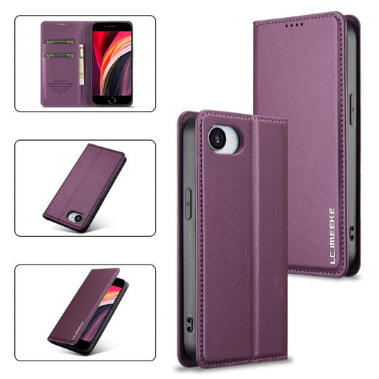 For iPhone 16e / 17e LC.IMEEKE L1 Series Frosted Fine Texture PU Phone Case(Purple)