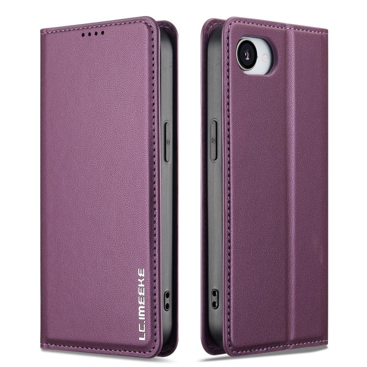 For iPhone 16e / 17e LC.IMEEKE L1 Series Frosted Fine Texture PU Phone Case(Purple)