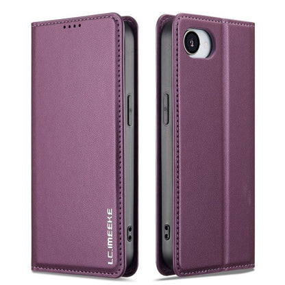 For iPhone 16e / 17e LC.IMEEKE L1 Series Frosted Fine Texture PU Phone Case(Purple)