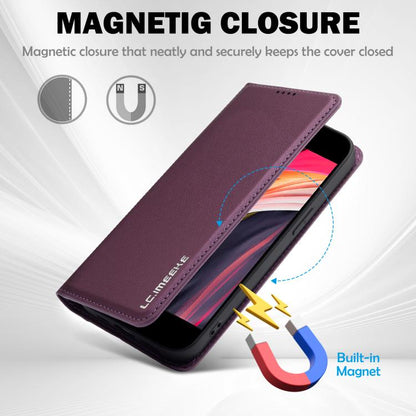 For iPhone 16e / 17e LC.IMEEKE L1 Series Frosted Fine Texture PU Phone Case(Purple)