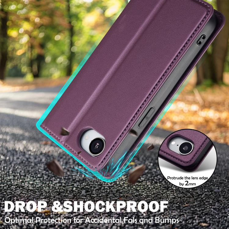 For iPhone 16e / 17e LC.IMEEKE L1 Series Frosted Fine Texture PU Phone Case(Purple)