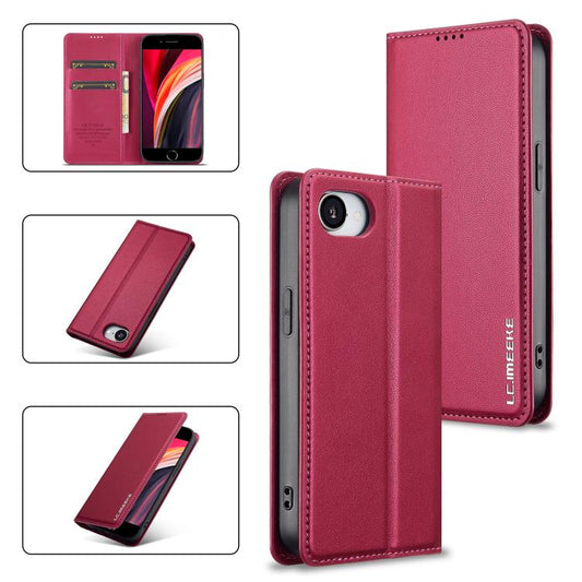 For iPhone 16e / 17e LC.IMEEKE L1 Series Frosted Fine Texture PU Phone Case(Red)