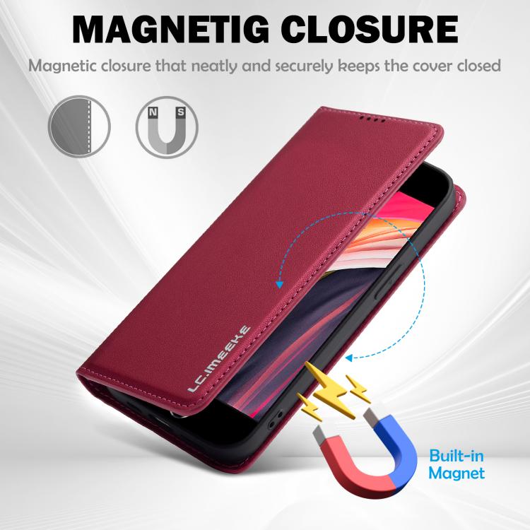 For iPhone 16e / 17e LC.IMEEKE L1 Series Frosted Fine Texture PU Phone Case(Red)