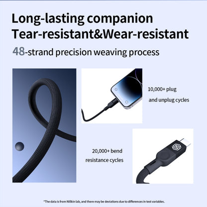 NILLKIN 100W USB-C/Type-C to USB-C/Type-C Small Magnetic Coil Fast Charging Data Cable, Length: 1m(Black)