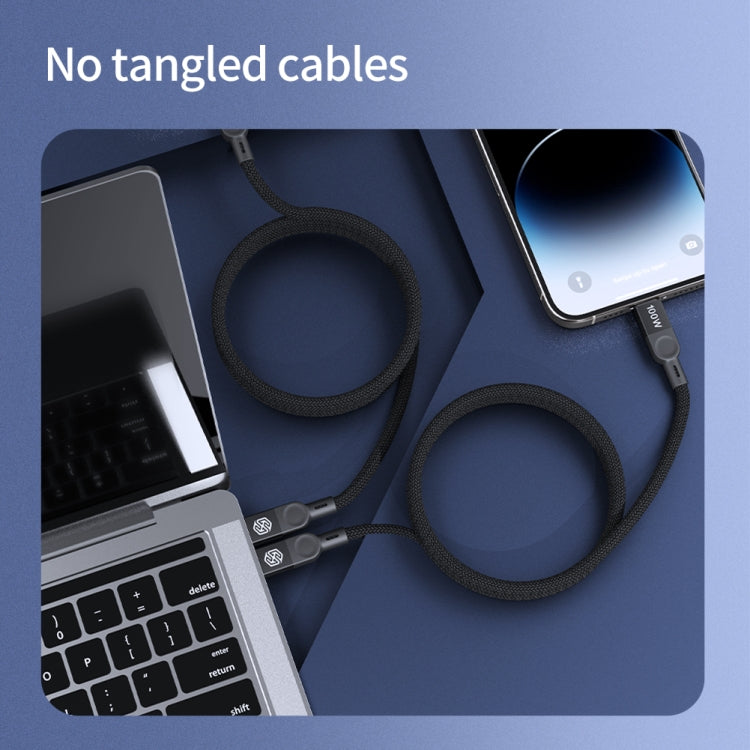 NILLKIN 100W USB-C/Type-C to USB-C/Type-C Small Magnetic Coil Fast Charging Data Cable, Length: 1m(Black)