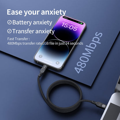 NILLKIN 100W USB-C/Type-C to USB-C/Type-C Small Magnetic Coil Fast Charging Data Cable, Length: 1m(Black)