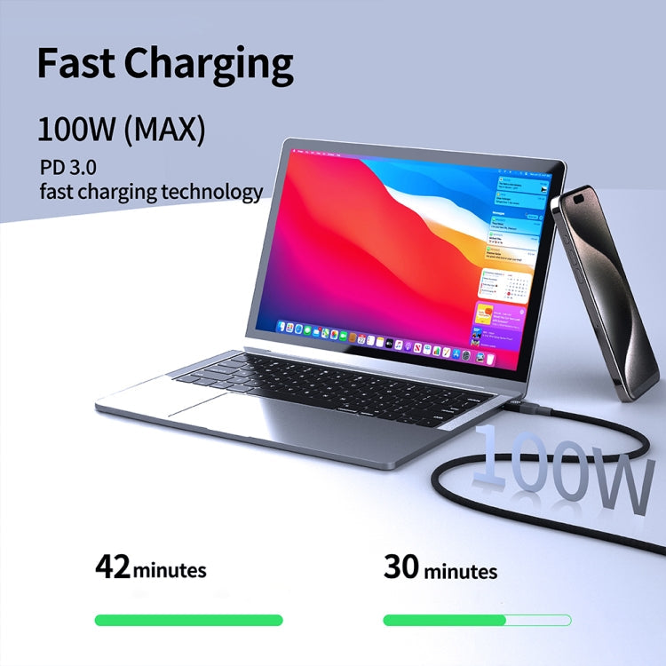 NILLKIN 100W USB-C/Type-C to USB-C/Type-C Small Magnetic Coil Fast Charging Data Cable, Length: 1m(Black)