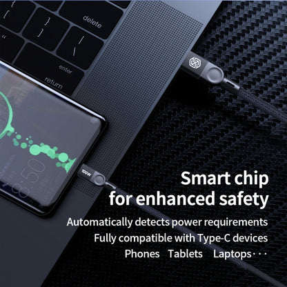 NILLKIN 100W USB-C/Type-C to USB-C/Type-C Small Magnetic Coil Fast Charging Data Cable, Length: 1m(Black)