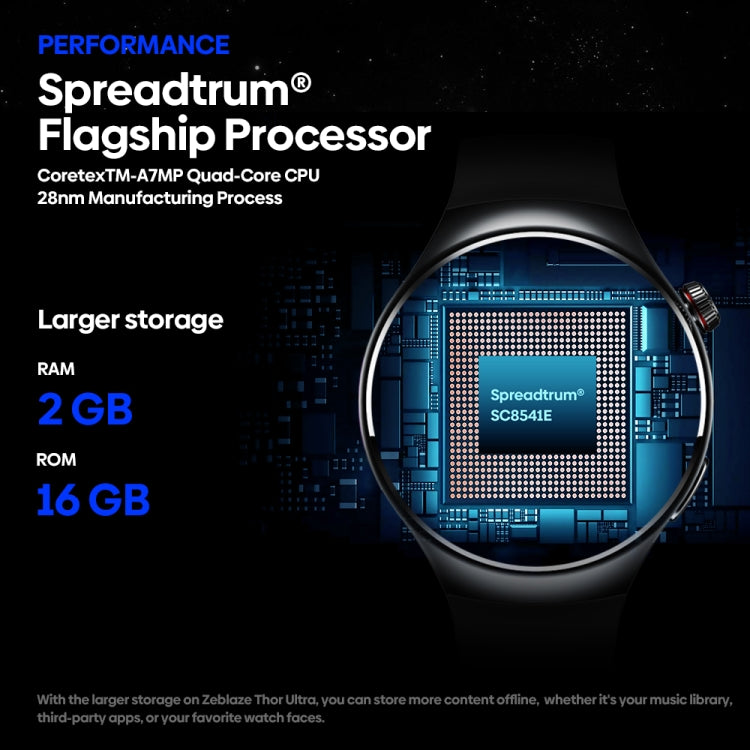 Zeblaze Thor Ultra 1.43 inch AMOLED Screen Android Smart Watch, Steel Strap(Black)