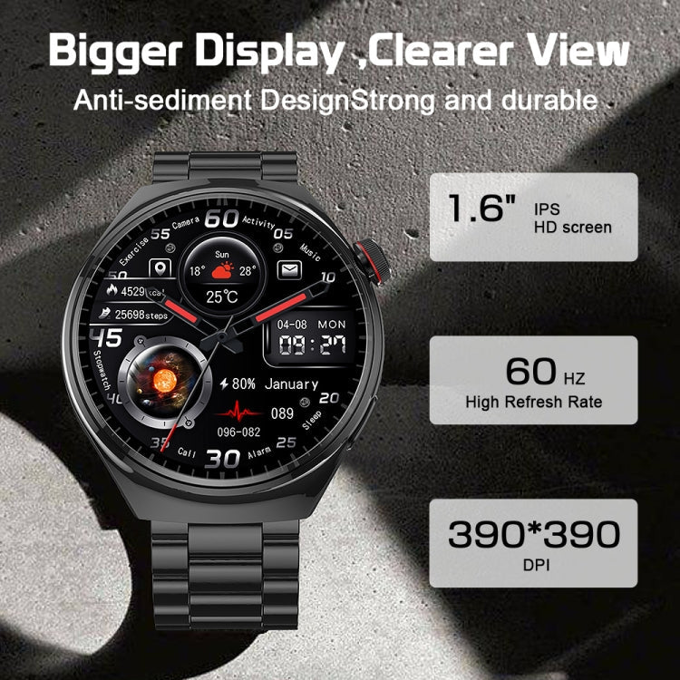 LF38 1.6 inch IPS Screen Steel Strap Smart Watch Supports Blood Oxygen Monitoring(Black)