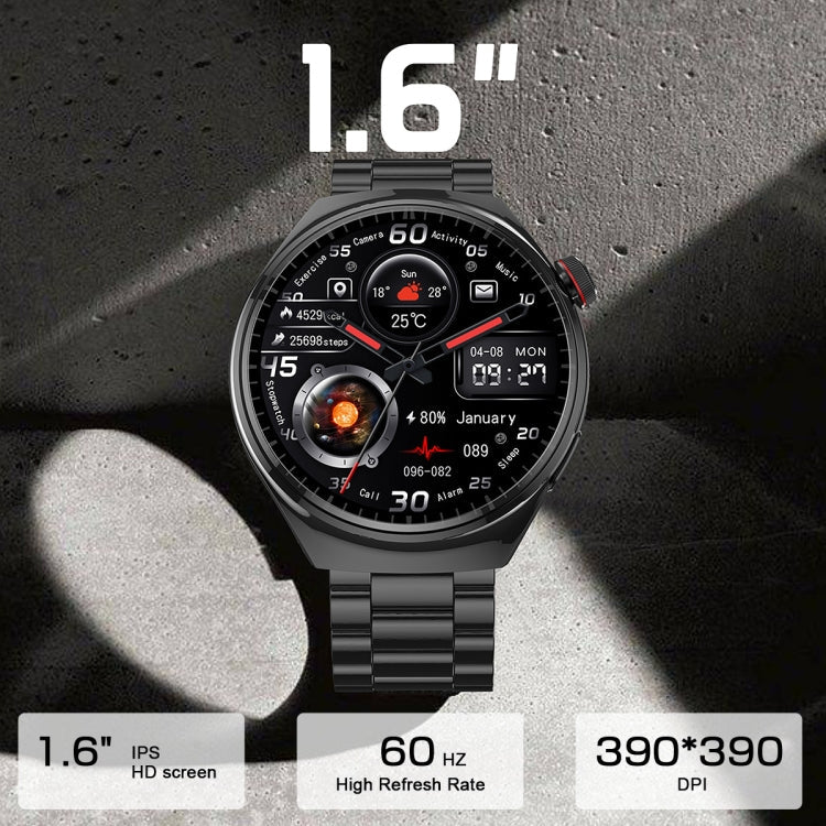 LF38 1.6 inch IPS Screen Steel Strap Smart Watch Supports Blood Oxygen Monitoring(Black)