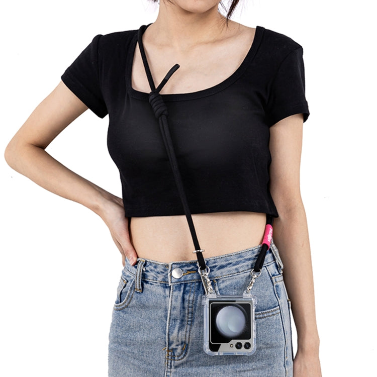 For Samsung Galaxy Z Flip6 / Flip7 FE GKK Airbag Hinge Full Coverage Phone Case with Crossbody Rope(Black)