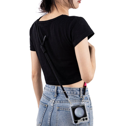 For Samsung Galaxy Z Flip6 / Flip7 FE GKK Airbag Hinge Full Coverage Phone Case with Crossbody Rope(Black)
