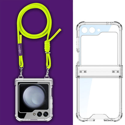 Pour Samsung Galaxy Z Flip6 / Flip7 FE GKK Coque de téléphone antichoc à couverture complète avec charnière à airbag et corde de bandoulière (jaune)