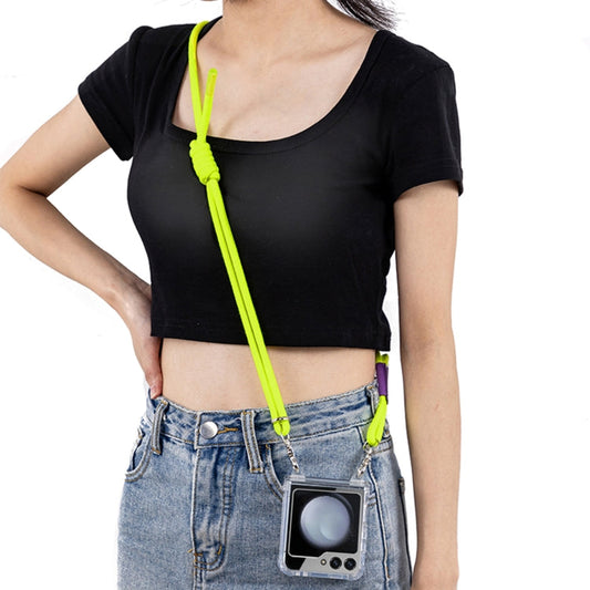 Pour Samsung Galaxy Z Flip6 / Flip7 FE GKK Coque de téléphone antichoc à couverture complète avec charnière à airbag et corde de bandoulière (jaune)