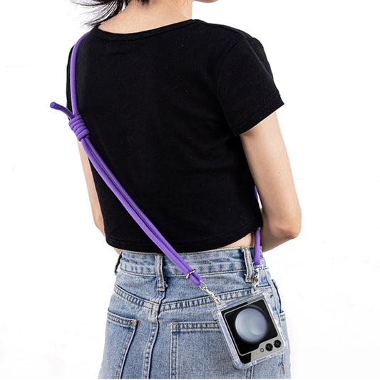 Pour Samsung Galaxy Z Flip6 / Flip7 FE GKK Airbag Hinge Étui de protection complet avec corde à bandoulière (violet)