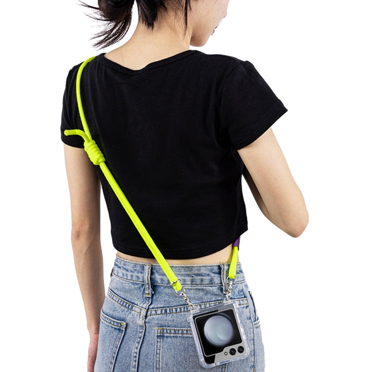 For Samsung Galaxy Z Flip5 GKK Airbag Hinge Full Coverage Phone Case with Crossbody Rope(Yellow)