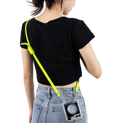 For Samsung Galaxy Z Flip5 GKK Airbag Hinge Full Coverage Phone Case with Crossbody Rope(Yellow)