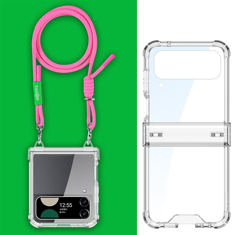 Pour Samsung Galaxy Z Flip4 Étui de protection intégral antichoc GKK avec corde bandoulière (rose)