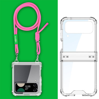 Pour Samsung Galaxy Z Flip4 Étui de protection intégral antichoc GKK avec corde bandoulière (rose)