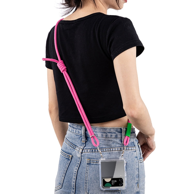 Pour Samsung Galaxy Z Flip4 Étui de protection intégral antichoc GKK avec corde bandoulière (rose)