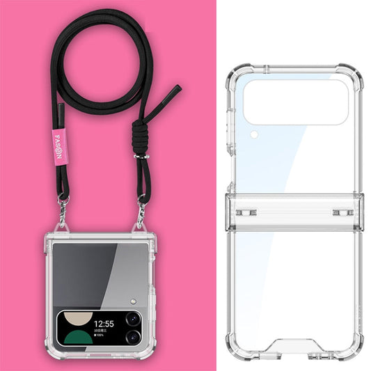 Pour Samsung Galaxy Z Flip3 GKK Coque de téléphone avec charnière Airbag et corde bandoulière (Noir)