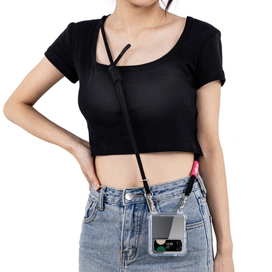 Pour Samsung Galaxy Z Flip3 GKK Coque de téléphone avec charnière Airbag et corde bandoulière (Noir)